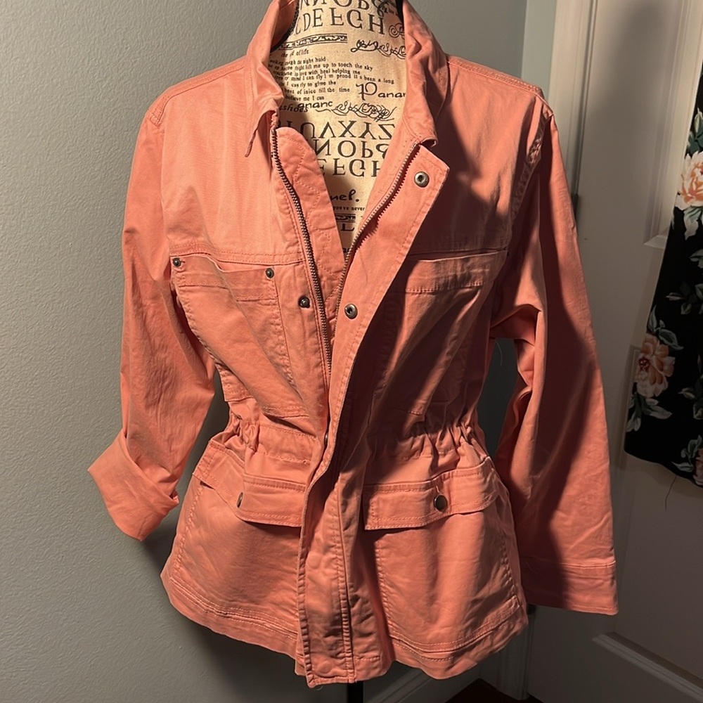 Time & Tru Salmon Zip Up Jacket M